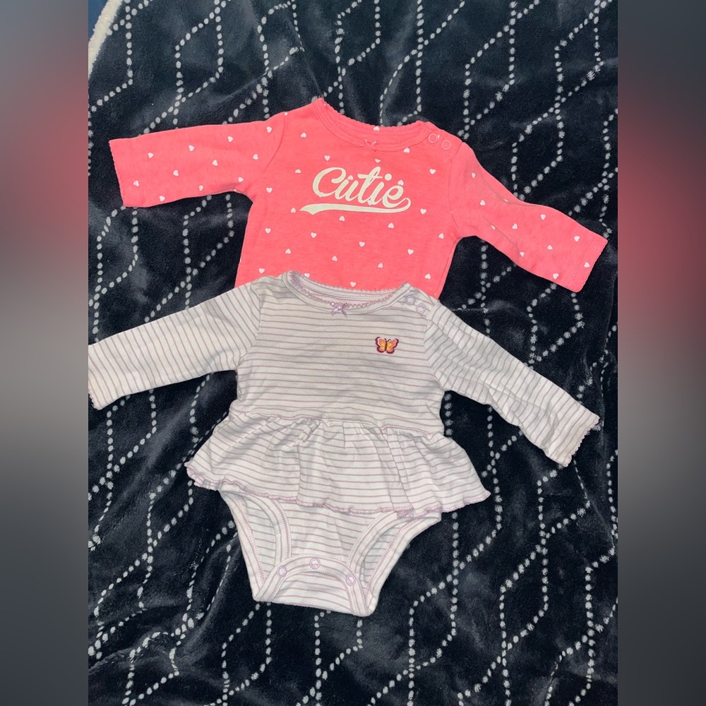 Carter's Pink and Gray Striped Bodysuit Set